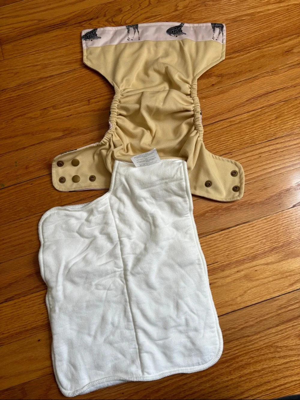 Adjustable Giraffe Print Cloth Diaper Cover - Cream with Blue Giraffes